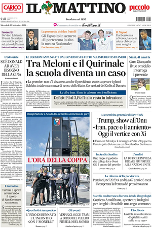 Prima pagina Il Mattino di oggi - Quotidiano nazionale