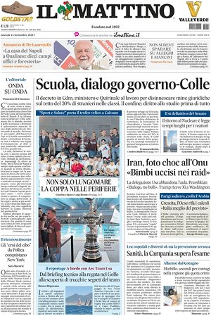 Prima pagina Il Mattino di oggi - Quotidiano nazionale