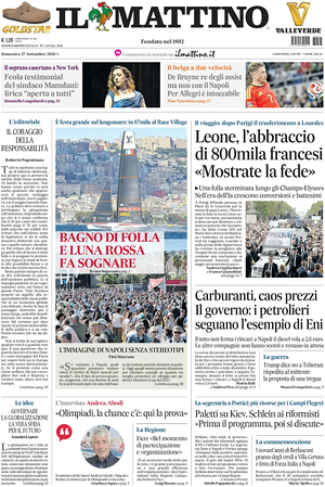 Prima pagina Il Mattino di oggi - Quotidiano nazionale