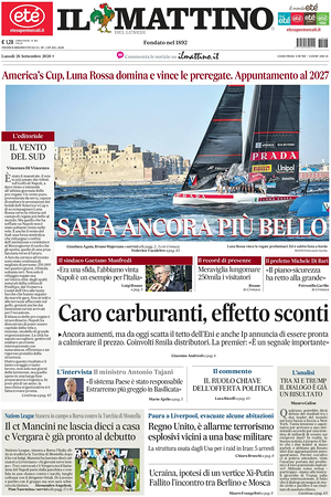 Prima pagina Il Mattino di oggi - Quotidiano nazionale