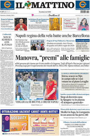 Prima pagina Il Mattino di oggi - Quotidiano nazionale