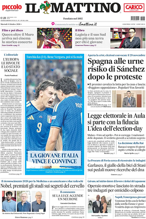 Prima pagina Il Mattino di oggi - Quotidiano nazionale