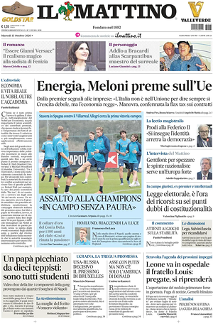 Prima pagina Il Mattino di oggi - Quotidiano nazionale