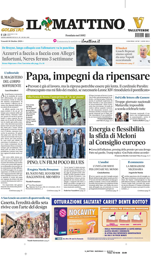 Prima pagina Il Mattino di oggi - Quotidiano nazionale