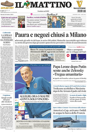 Prima pagina Il Mattino di oggi - Quotidiano nazionale