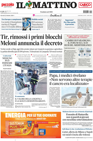 Prima pagina Il Mattino di oggi - Quotidiano nazionale