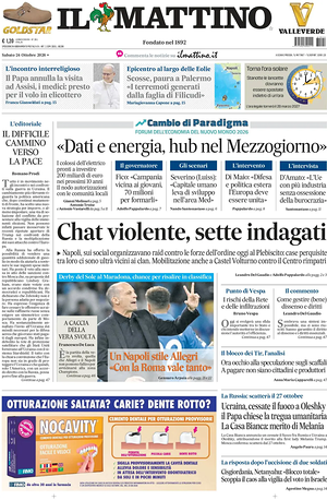 Prima pagina Il Mattino di oggi - Quotidiano nazionale