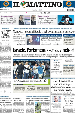 Prima pagina Il Mattino di oggi - Quotidiano nazionale