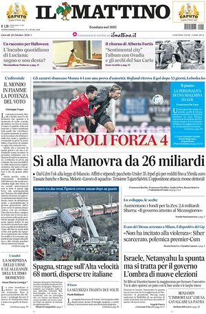 Prima pagina Il Mattino di oggi - Quotidiano nazionale