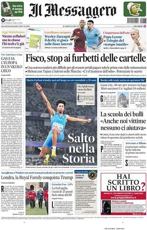 Prima pagina Il Messaggero di oggi - Quotidiano nazionale