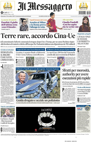 Il Messaggero prima pagina