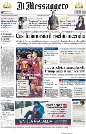 Il Messaggero prima pagina