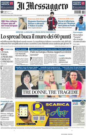 Il Messaggero prima pagina
