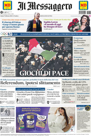 Prima pagina Il Messaggero di oggi - Quotidiano nazionale