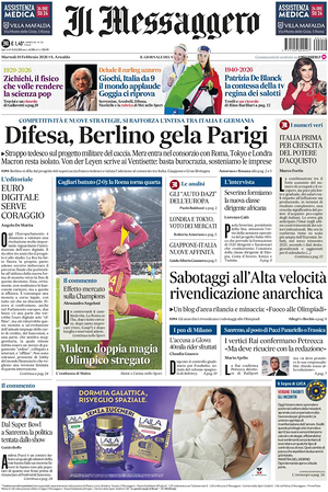 Prima pagina Il Messaggero di oggi - Quotidiano nazionale