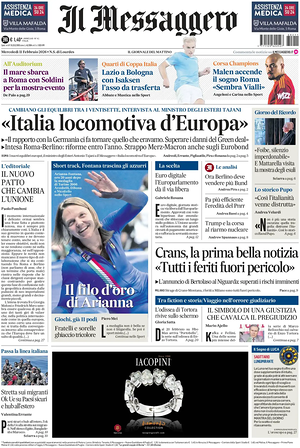 Prima pagina Il Messaggero di oggi - Quotidiano nazionale
