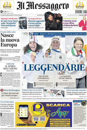 Prima pagina Il Messaggero di oggi - Quotidiano nazionale