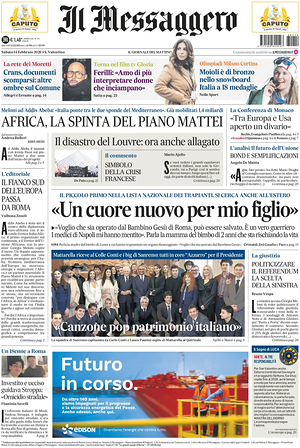 Prima pagina Il Messaggero di oggi - Quotidiano nazionale