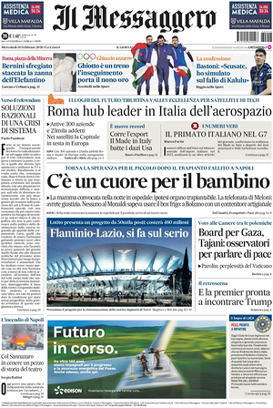Prima pagina Il Messaggero di oggi - Quotidiano nazionale