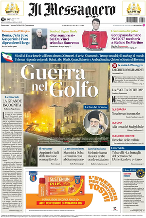 Prima pagina Il Messaggero di oggi - Quotidiano nazionale