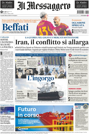 Prima pagina Il Messaggero di oggi - Quotidiano nazionale