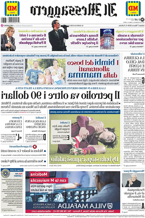 Prima pagina Il Messaggero di oggi - Quotidiano nazionale