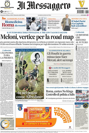 Prima pagina Il Messaggero di oggi - Quotidiano nazionale