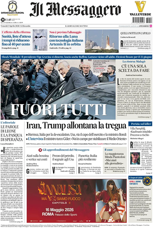 Prima pagina Il Messaggero di oggi - Quotidiano nazionale