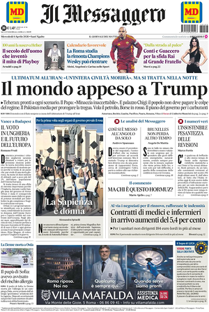 Prima pagina Il Messaggero di oggi - Quotidiano nazionale