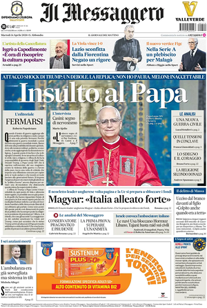 Prima pagina Il Messaggero di oggi - Quotidiano nazionale