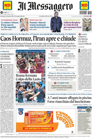 Il Messaggero prima pagina