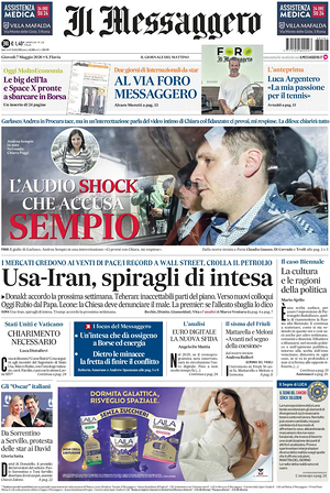 Prima pagina Il Messaggero di oggi - Quotidiano nazionale