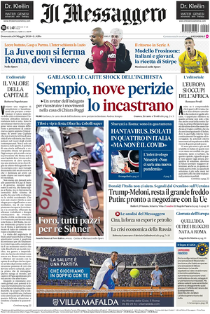 Prima pagina Il Messaggero di oggi - Quotidiano nazionale