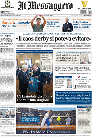 Prima pagina Il Messaggero di oggi - Quotidiano nazionale
