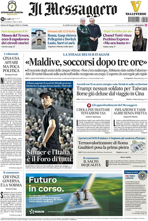Prima pagina Il Messaggero di oggi - Quotidiano nazionale