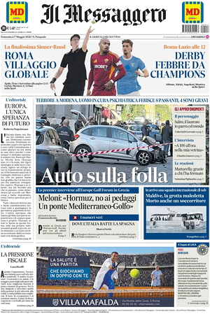 Prima pagina Il Messaggero di oggi - Quotidiano nazionale
