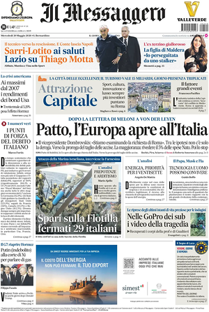 Prima pagina Il Messaggero di oggi - Quotidiano nazionale