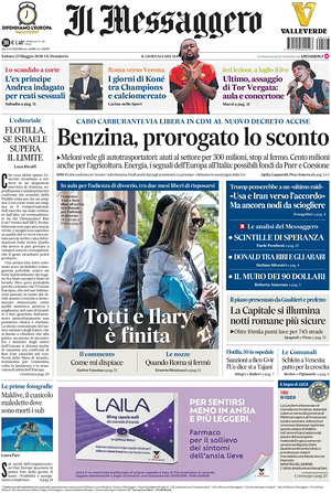 Prima pagina Il Messaggero di oggi - Quotidiano nazionale