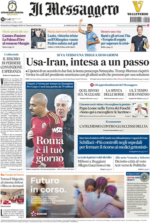 Prima pagina Il Messaggero di oggi - Quotidiano nazionale