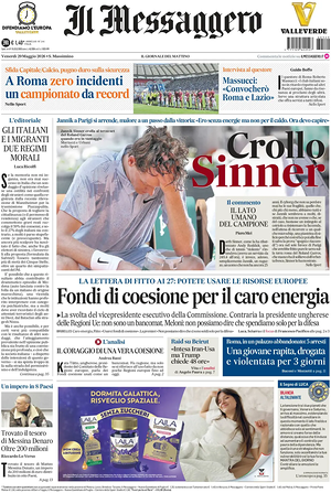 Prima pagina Il Messaggero di oggi - Quotidiano nazionale