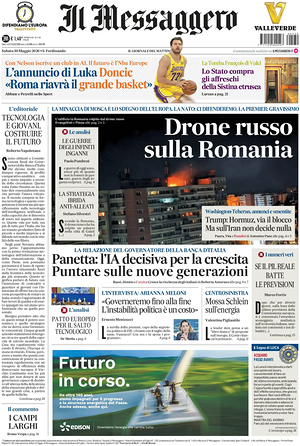 Prima pagina Il Messaggero di oggi - Quotidiano nazionale
