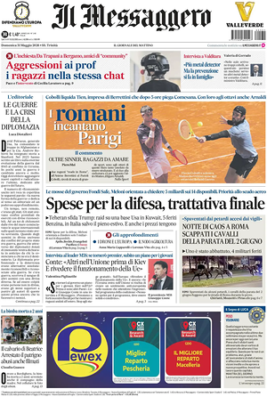 Prima pagina Il Messaggero di oggi - Quotidiano nazionale