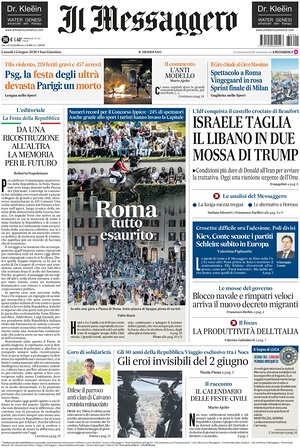 Il Messaggero prima pagina