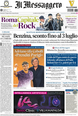 Prima pagina Il Messaggero di oggi - Quotidiano nazionale