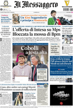 Prima pagina Il Messaggero di oggi - Quotidiano nazionale