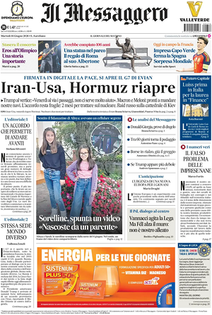 Prima pagina Il Messaggero di oggi - Quotidiano nazionale