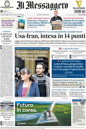 Prima pagina Il Messaggero di oggi - Quotidiano nazionale