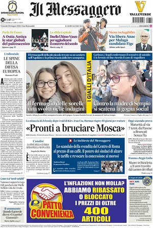Prima pagina Il Messaggero di oggi - Quotidiano nazionale