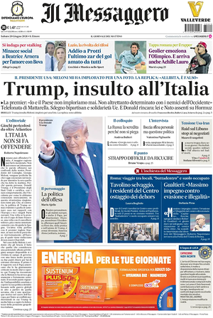 Prima pagina Il Messaggero di oggi - Quotidiano nazionale