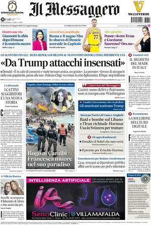 Prima pagina Il Messaggero di oggi - Quotidiano nazionale
